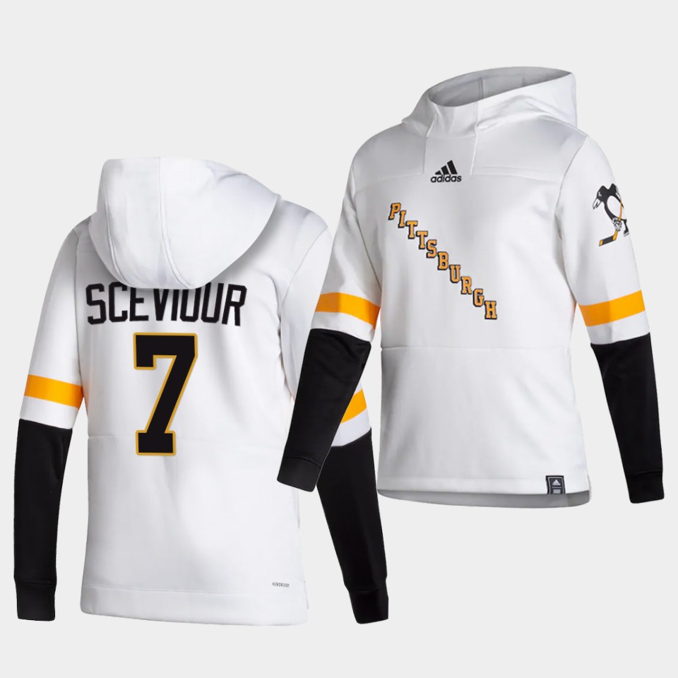 Men Pittsburgh Penguins #7 Sceviour White  NHL 2021 Adidas Pullover Hoodie Jersey->new york rangers->NHL Jersey